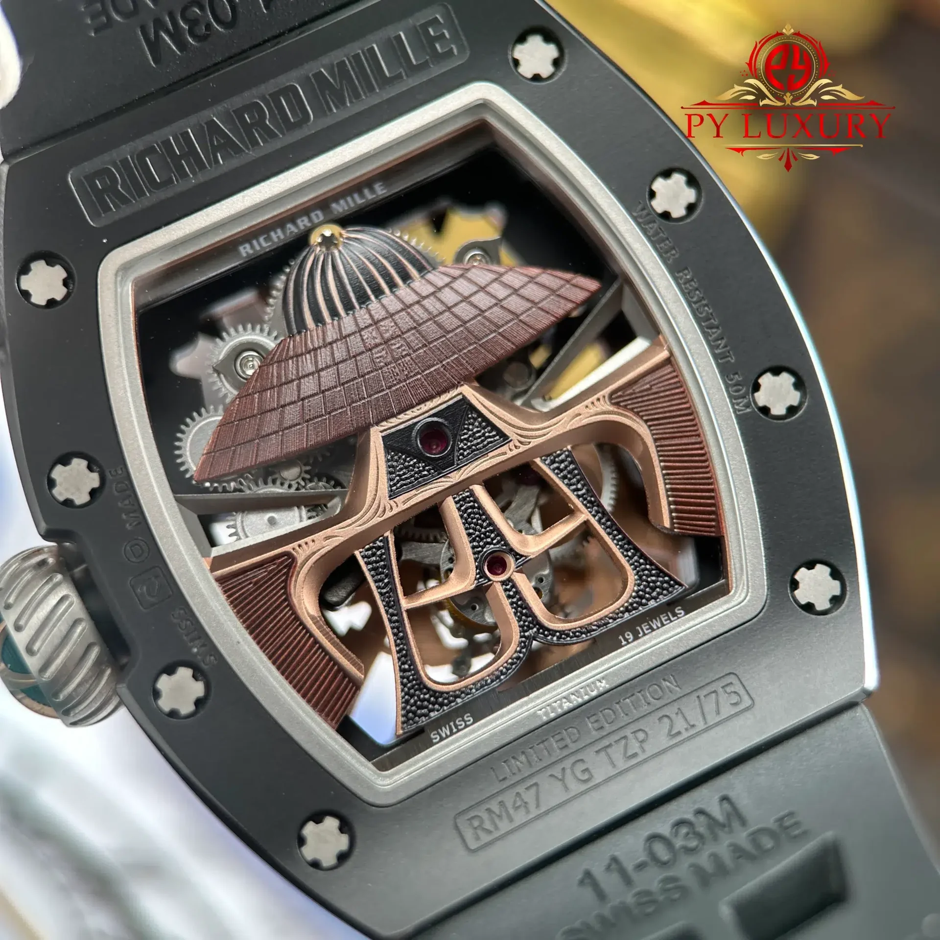 Richard Mille RM47 Samurai Tourbillon Rose Gold Black Ceramic Best Replica 42.7mm - 图片 11