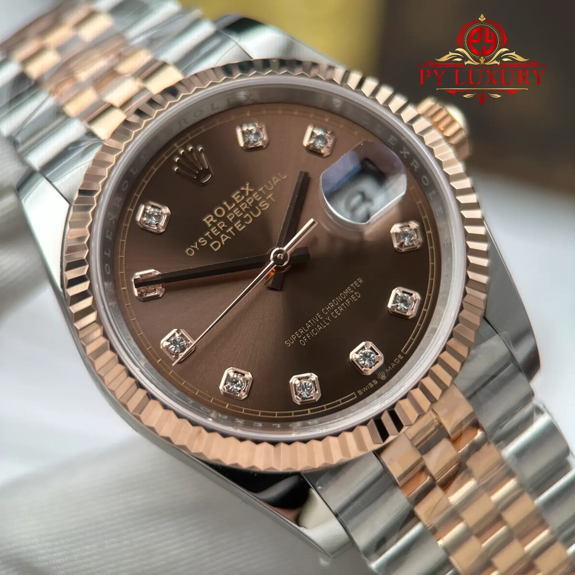 Rolex Datejust 126231 Steel & Rose Gold Chocolate Diamond Dial Jubilee Bracelet Best Replica 36mm - 图片 4