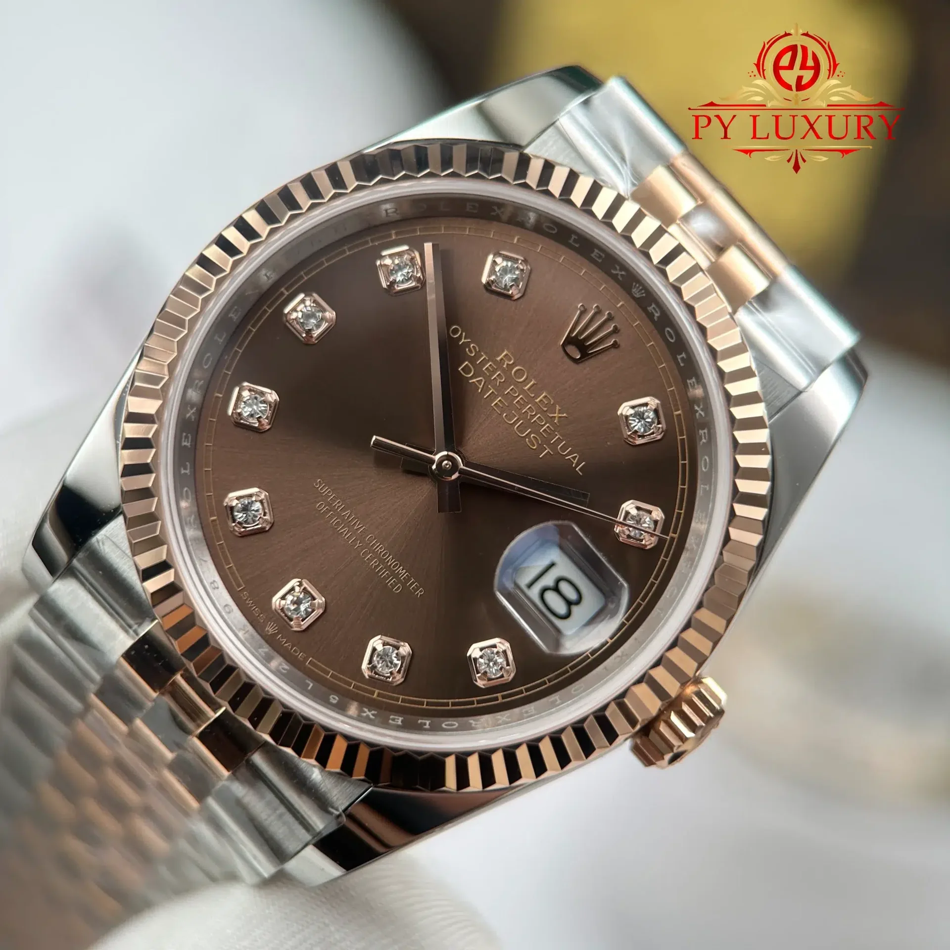 Rolex Datejust 126231 Steel & Rose Gold Chocolate Diamond Dial Jubilee Bracelet Best Replica 36mm - 图片 5