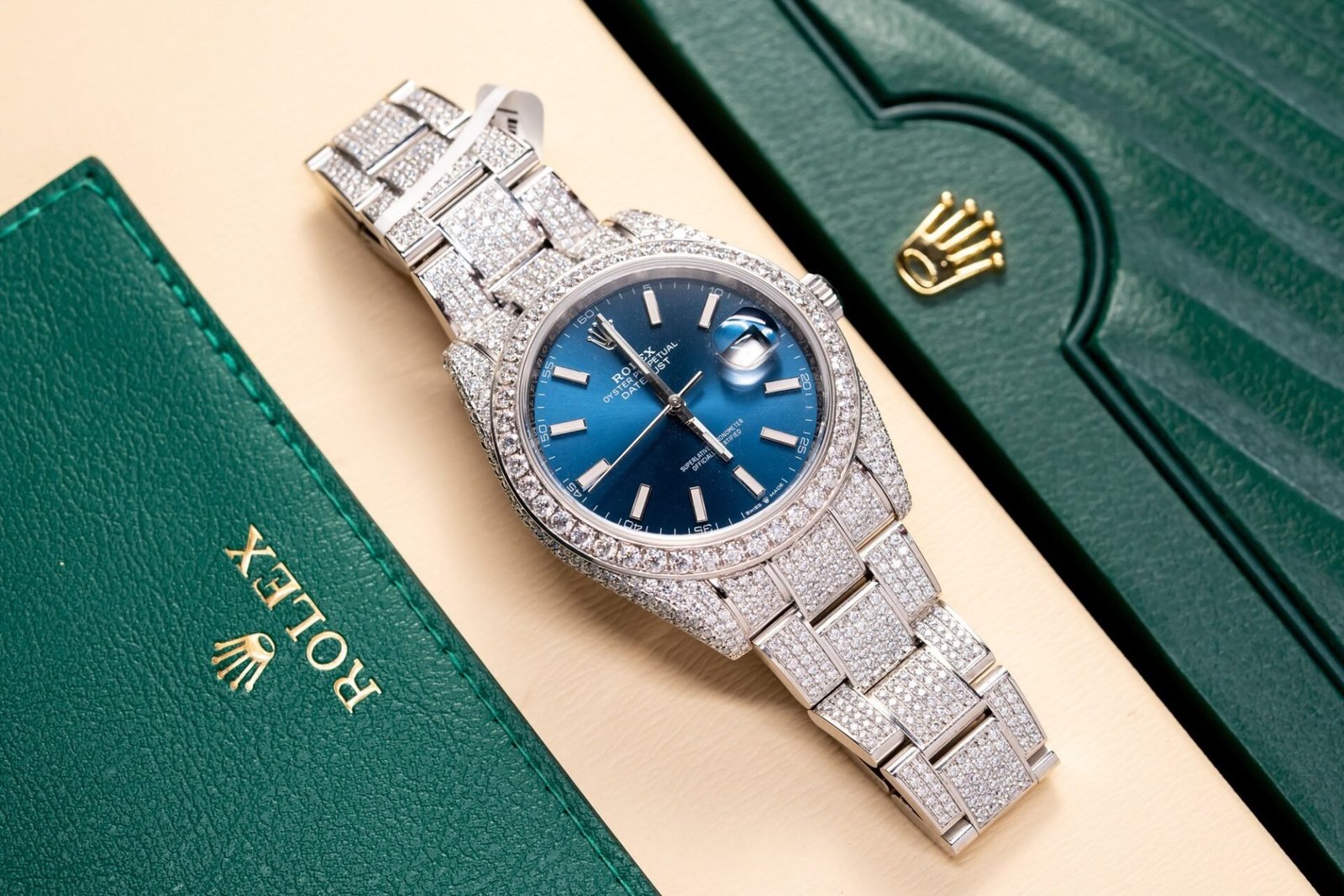 Rolex Datejust 41 Blue Dial Iced Out Moissanite Top Quality Replica 41mm - 图片 3