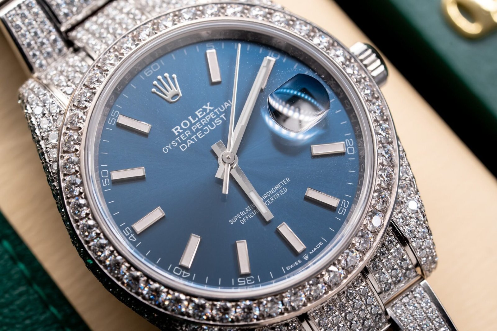 Rolex Datejust 41 Blue Dial Iced Out Moissanite Top Quality Replica 41mm - 图片 5