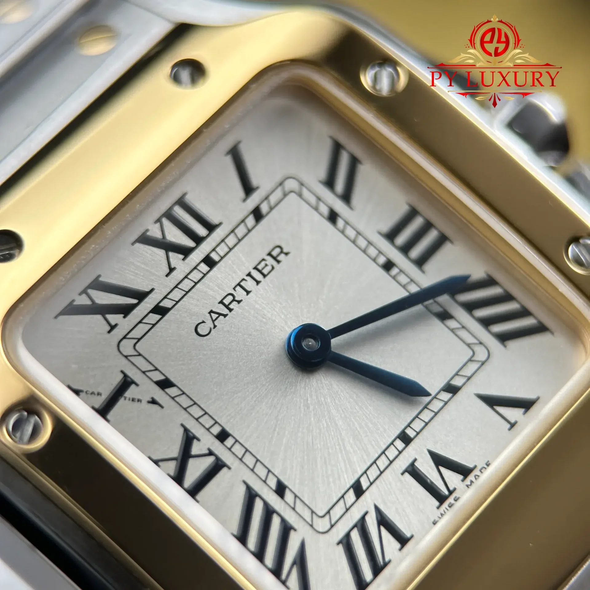 Cartier Santos W2SA0033 Two Tone Yellow Gold Mini Model Silver Dial Quartz Best Replica 27mm - 图片 6