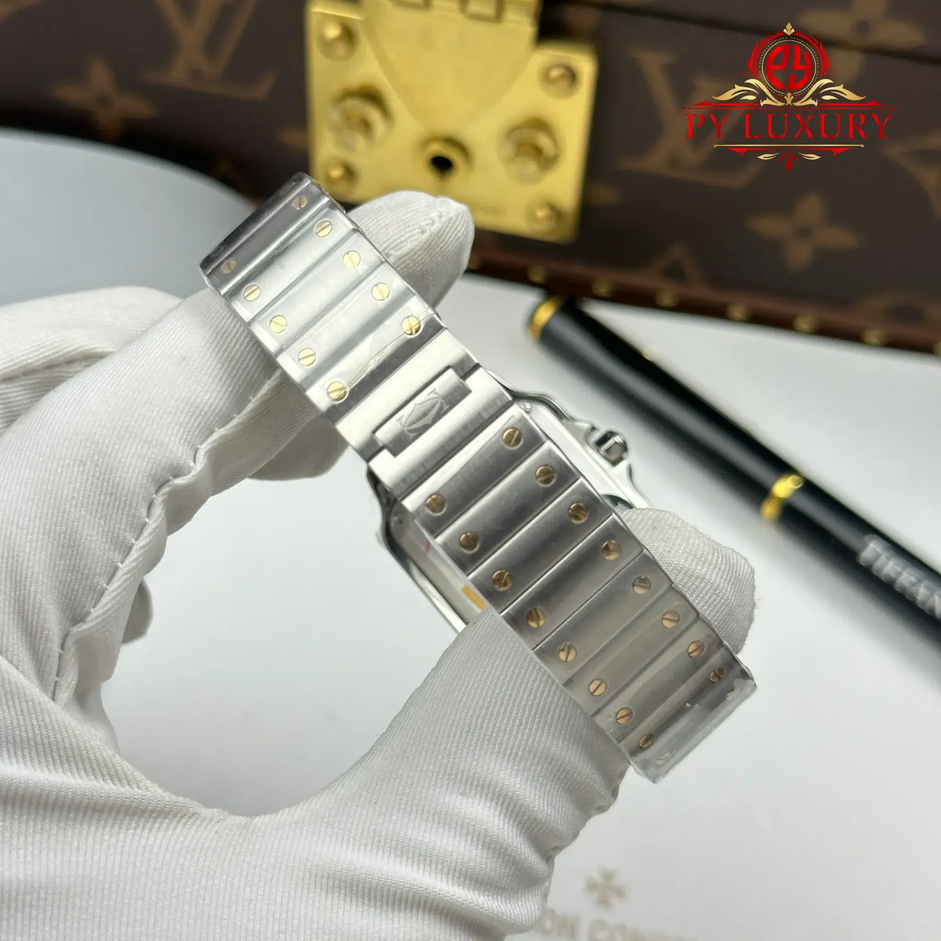 Cartier Santos W2SA0033 Two Tone Yellow Gold Mini Model Silver Dial Quartz Best Replica 27mm - 图片 11
