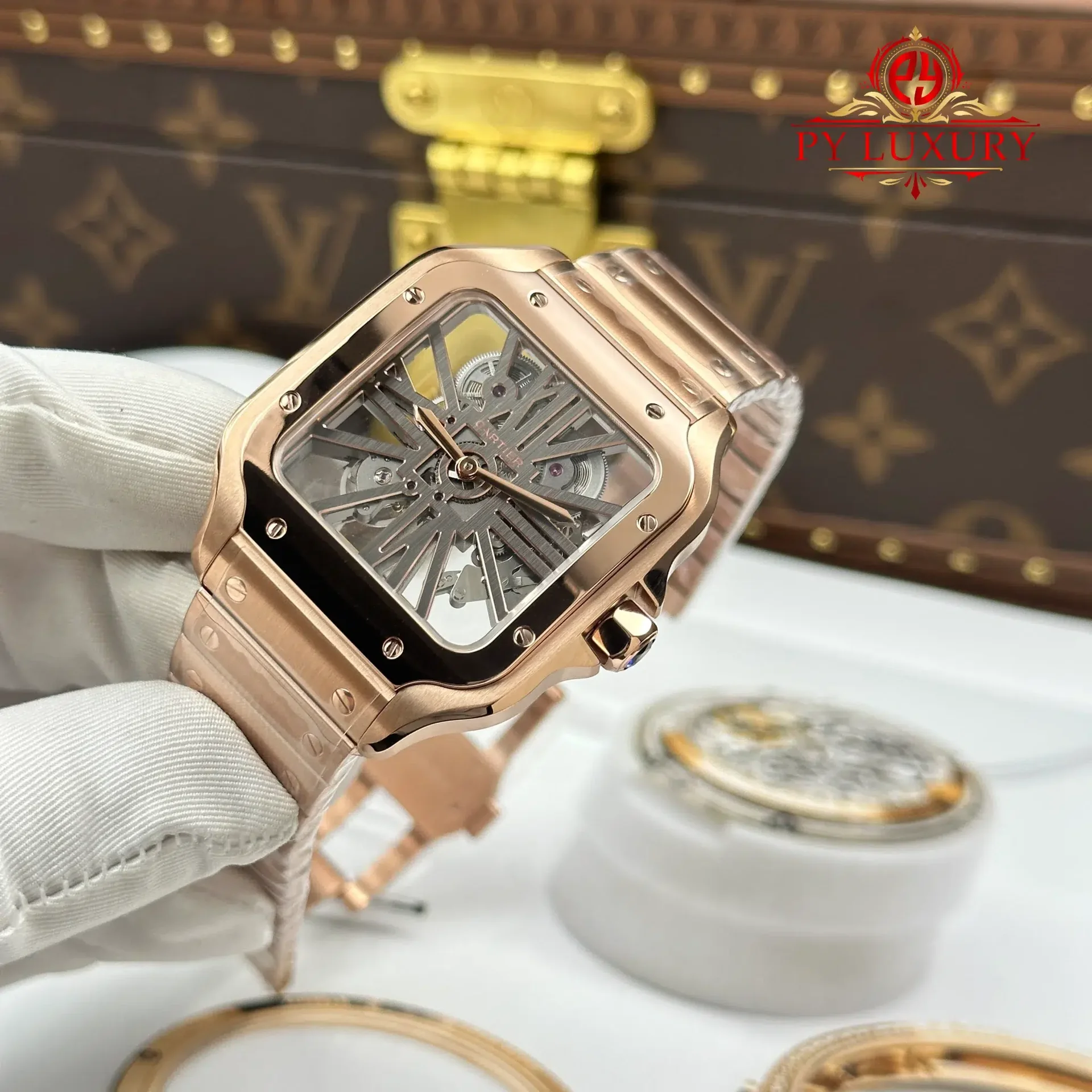 Cartier Santos Skeleton WHSA0016 Large Model Rose Gold Super Clone 39.8mm - 图片 2
