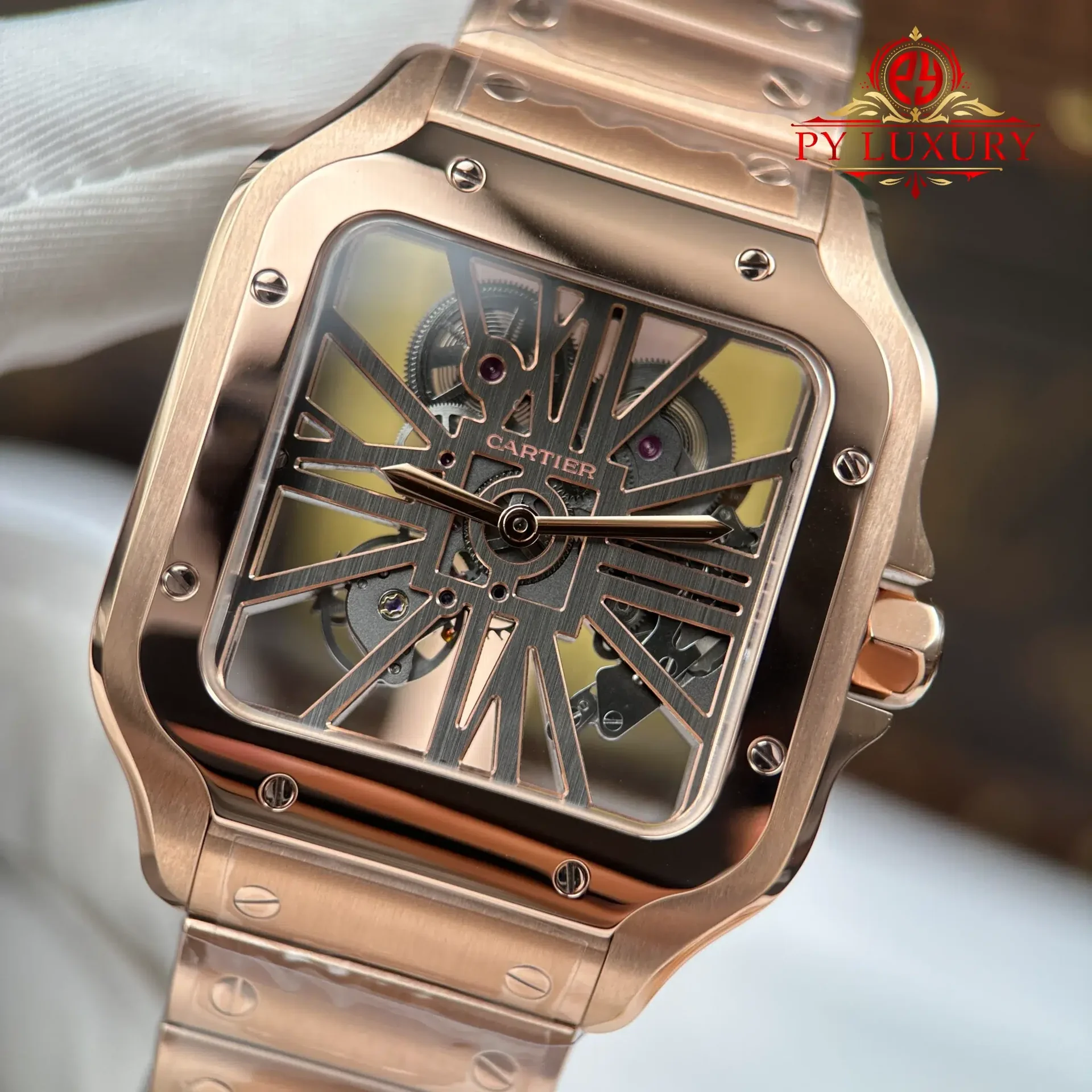 Cartier Santos Skeleton WHSA0016 Large Model Rose Gold Super Clone 39.8mm - 图片 6