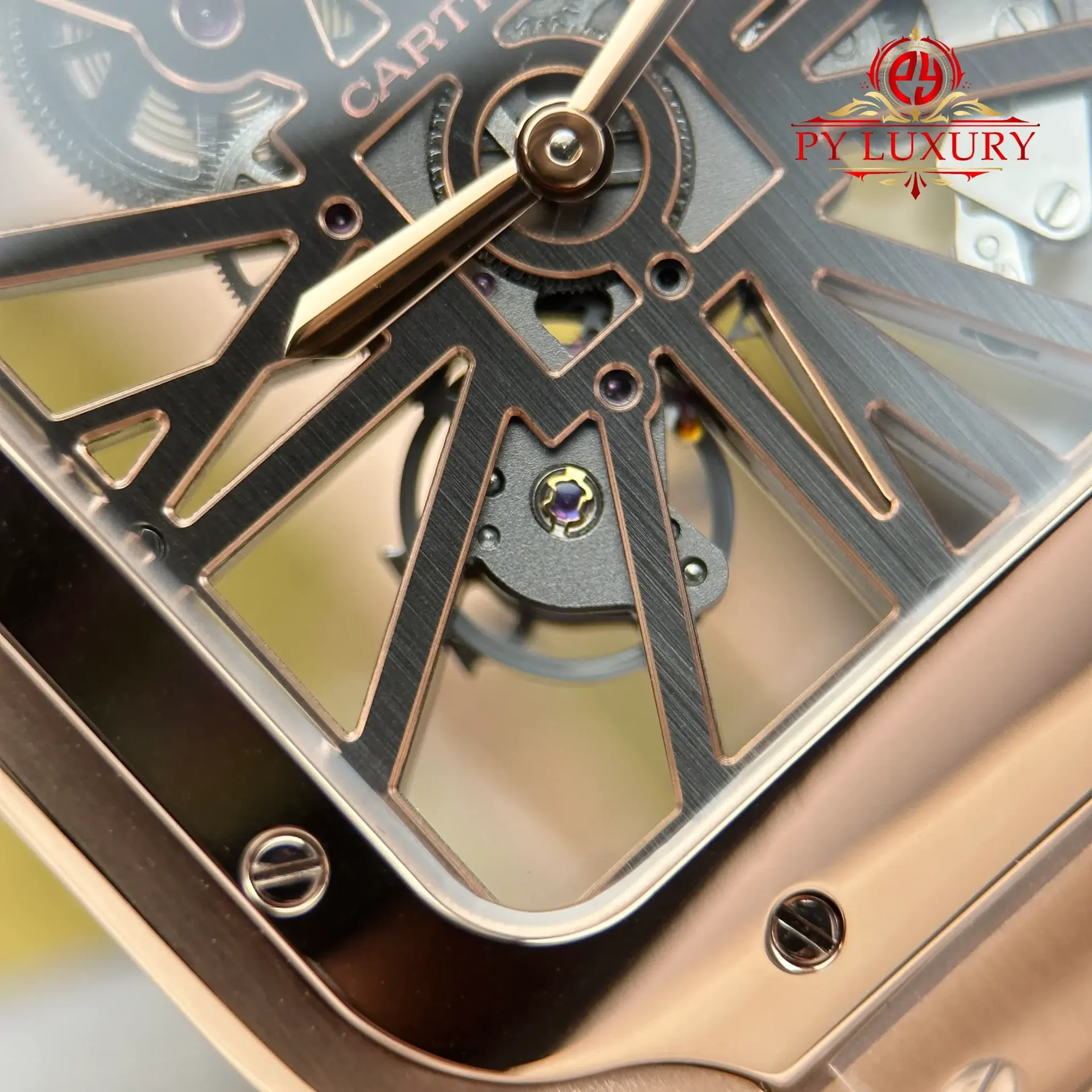 Cartier Santos Skeleton WHSA0016 Large Model Rose Gold Super Clone 39.8mm - 图片 8