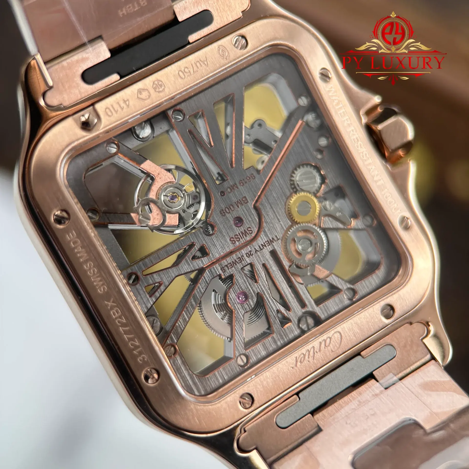 Cartier Santos Skeleton WHSA0016 Large Model Rose Gold Super Clone 39.8mm - 图片 11