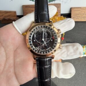 Patek Philippe Grand Complications 6102R-001 Rose Gold Black Dial Leather Strap Super Clone PPF 44mm