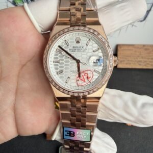 Rolex Land-Dweller 127385TBR-0003 Rose Gold White Honeycomb-motif Diamond-set Dial Best Replica BPF 40mm