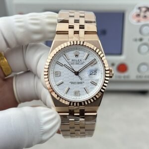 Rolex Land-Dweller 127235-0001 Rose Gold White Honeycomb-Motif Dial Best Replica BPF 36mm