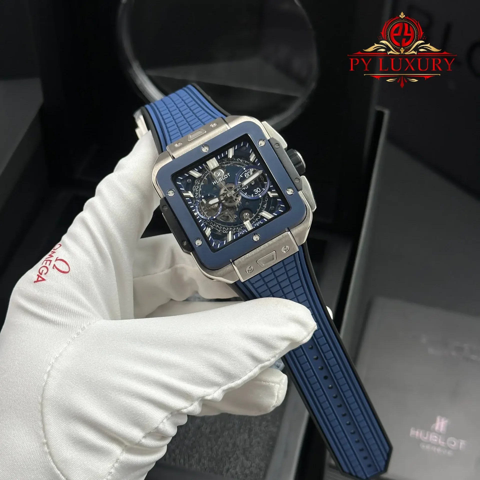 Hublot Square Bang Unico Titanium Ceramic Blue Best Replica BBF 42mm