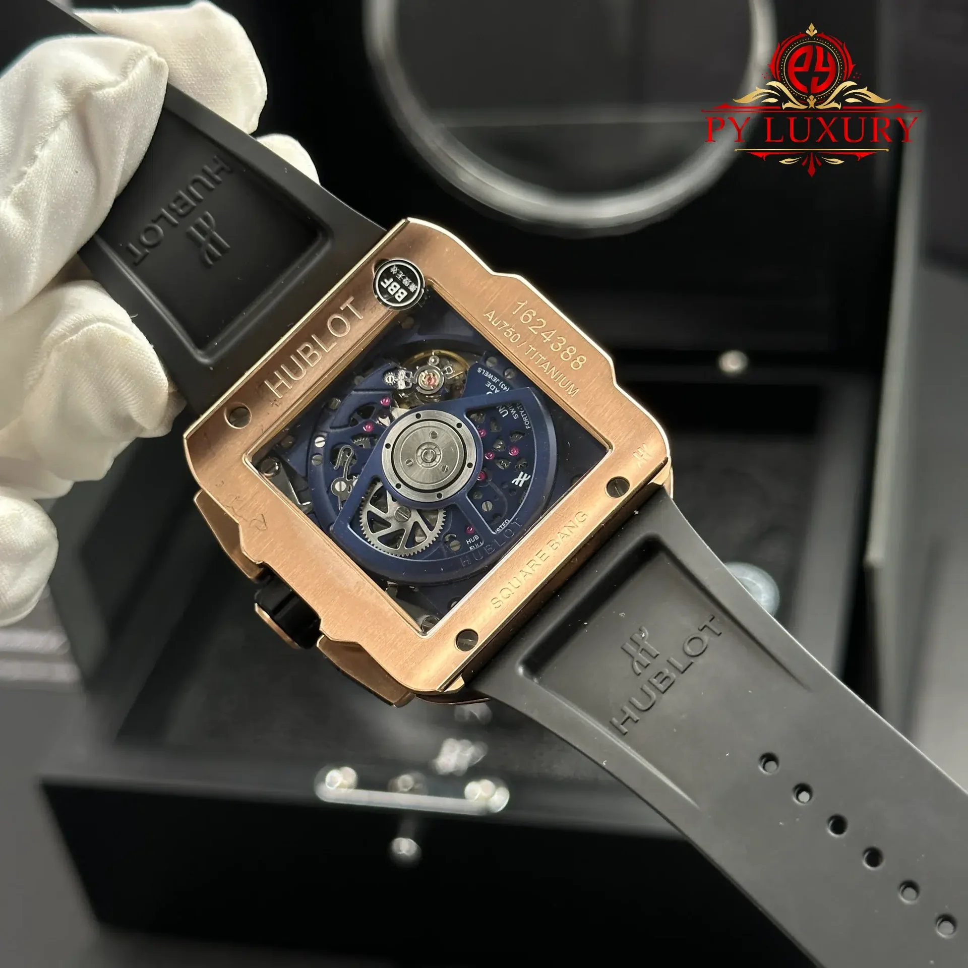 Hublot Square Bang Unico King Gold Blue Rubber Strap Best Replica BBF 42mm - 图片 10