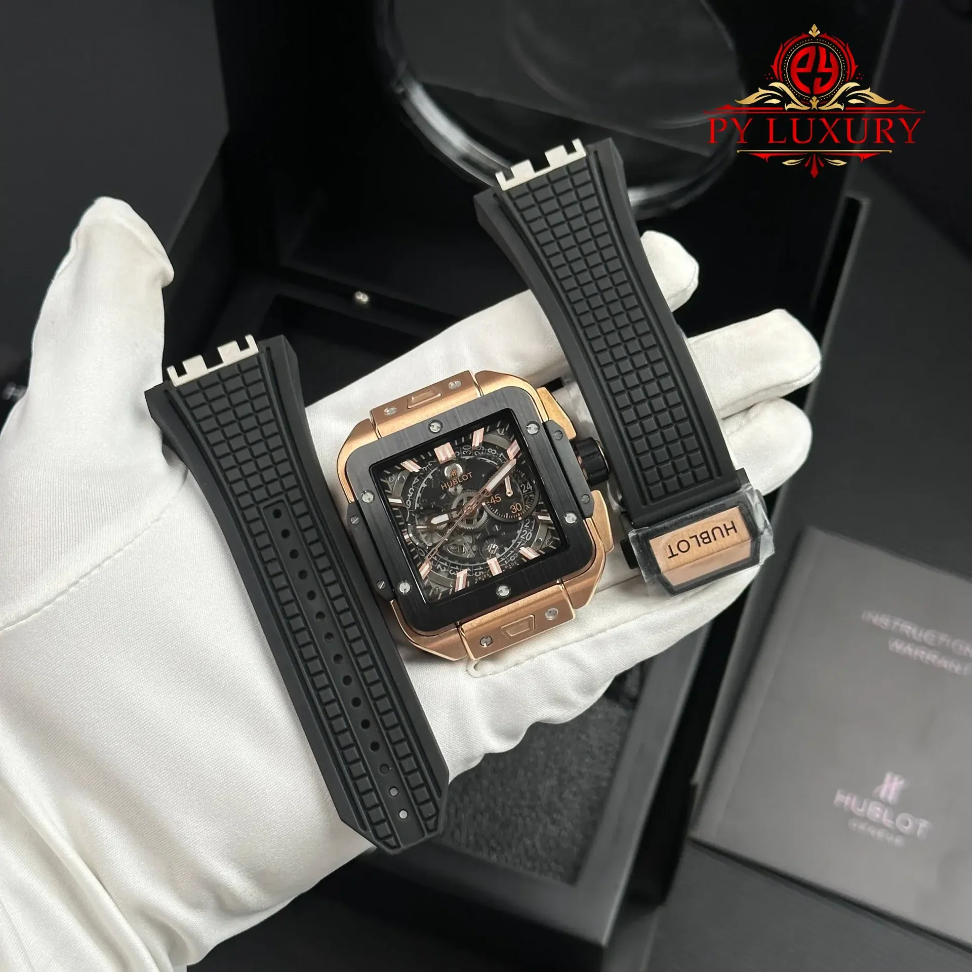 Hublot Square Bang Unico King Gold Ceramic Black Best Replica BBF 42mm - 图片 2