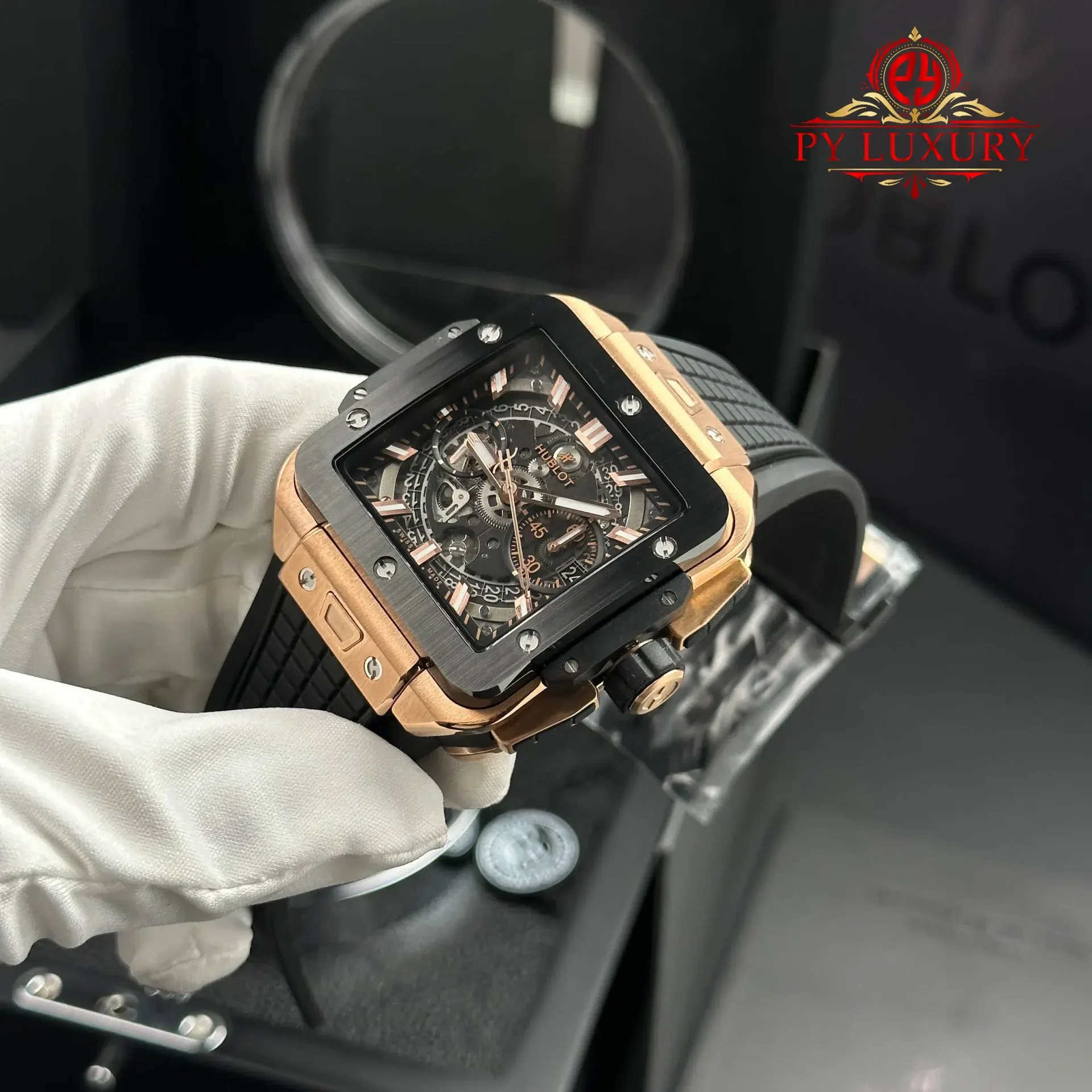 Hublot Square Bang Unico King Gold Ceramic Black Best Replica BBF 42mm - 图片 3