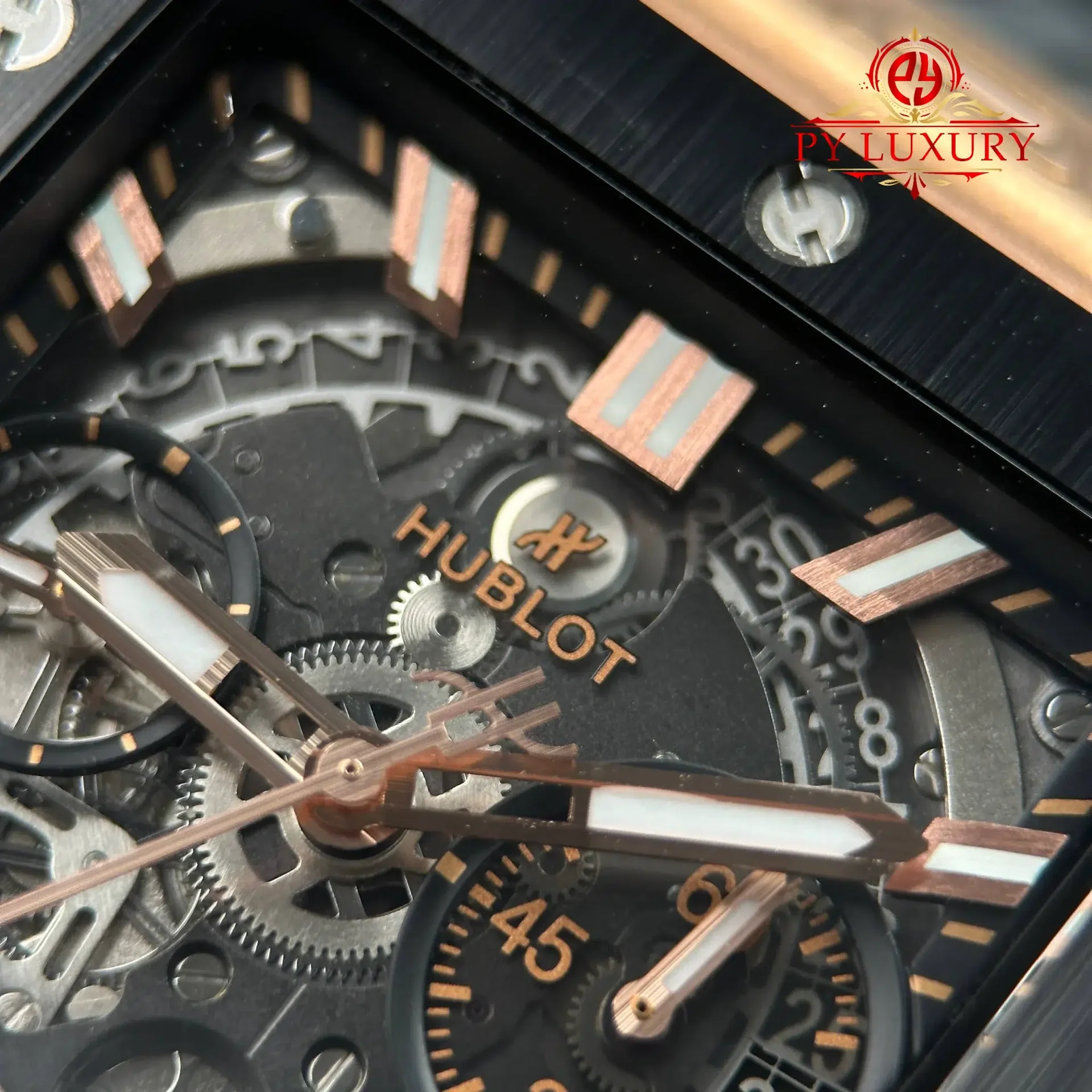 Hublot Square Bang Unico King Gold Ceramic Black Best Replica BBF 42mm - 图片 5