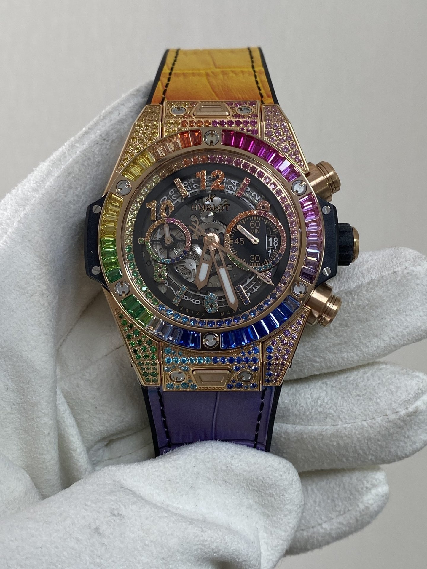 Hublot Big Bang Unico King Gold Rainbow Leather Strap Best Replica ZF 45mm - 图片 2
