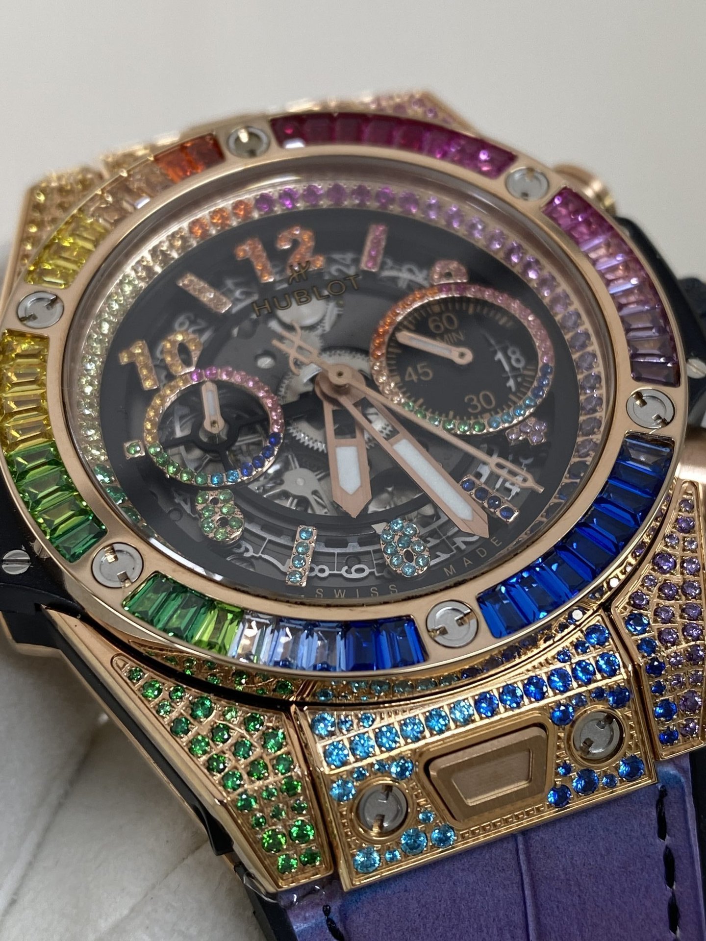 Hublot Big Bang Unico King Gold Rainbow Leather Strap Best Replica ZF 45mm - 图片 3