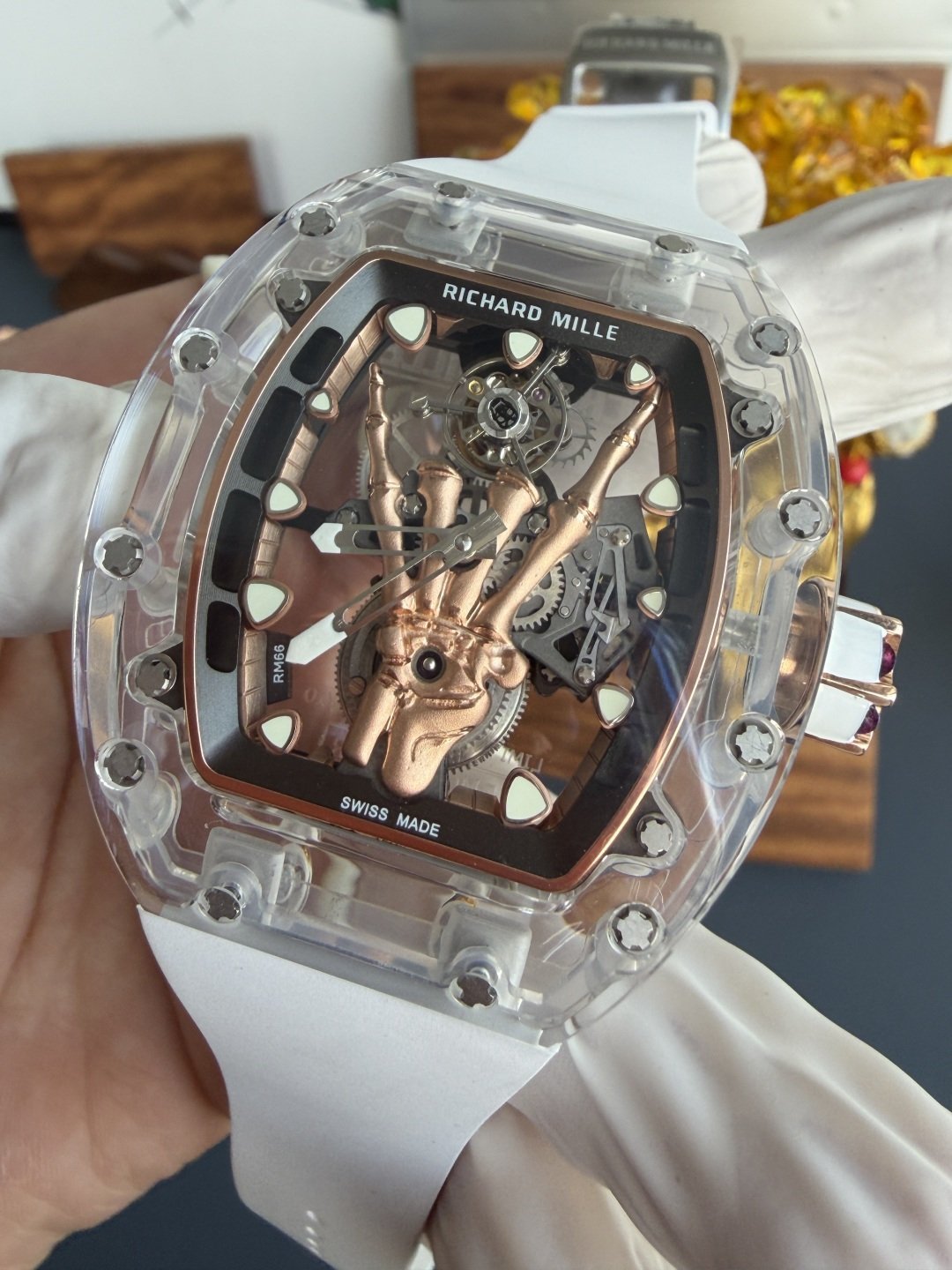 Richard Mille RM66 Flying Tourbillon Custom Made Real White Sapphire Top Quality 42.7mm x 49.94mm - 图片 2