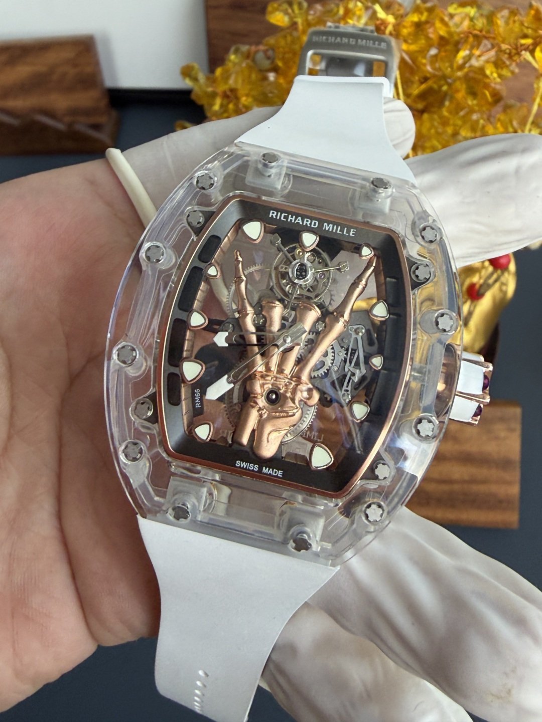 Richard Mille RM66 Flying Tourbillon Custom Made Real White Sapphire Top Quality 42.7mm x 49.94mm - 图片 4