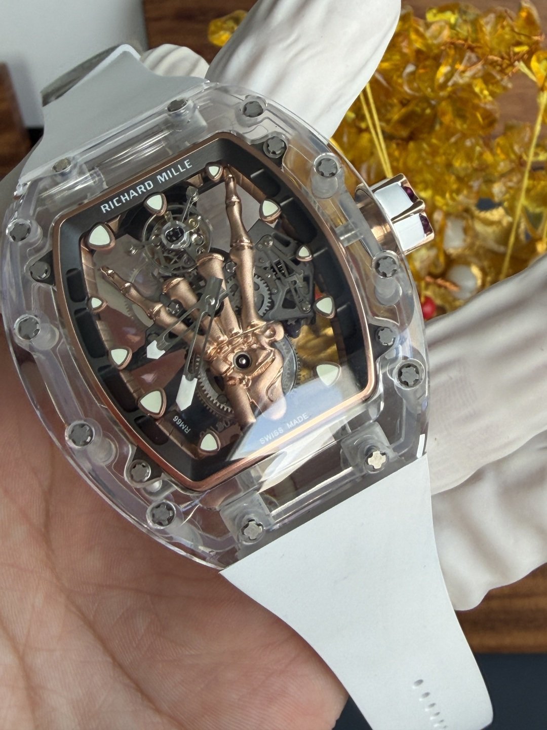 Richard Mille RM66 Flying Tourbillon Custom Made Real White Sapphire Top Quality 42.7mm x 49.94mm - 图片 5