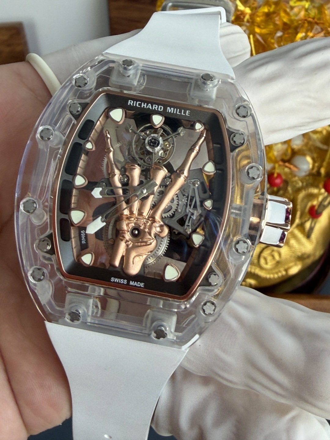 Richard Mille RM66 Flying Tourbillon Custom Made Real White Sapphire Top Quality 42.7mm x 49.94mm - 图片 6