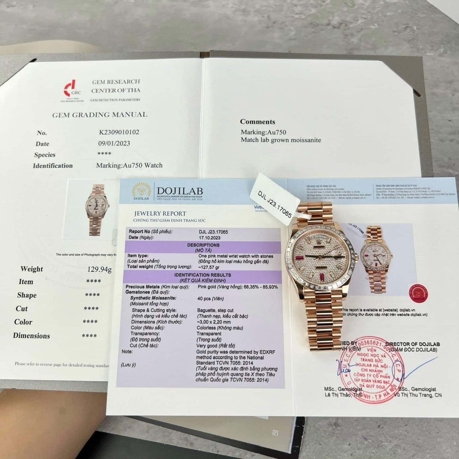 Rolex Day-Date 228345RBR 18K Gold Wrapped Customized Baguette Moissanite 40mm - 图片 2