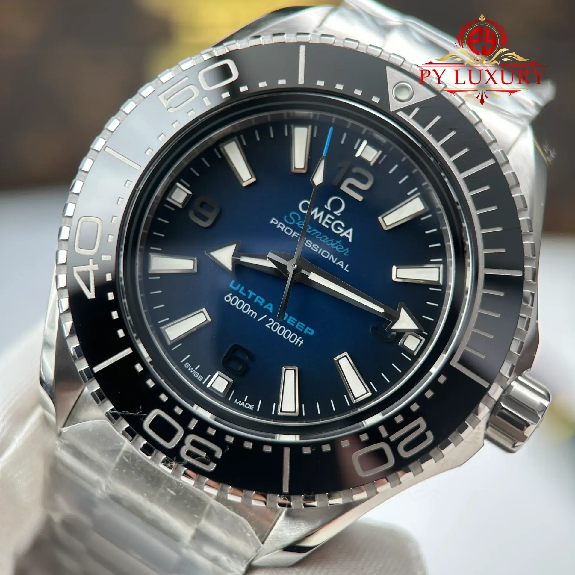 Omega Seamaster Planet Ocean 6000M Ultra Deep Blue Dial Best Replica 45.5mm - 图片 4