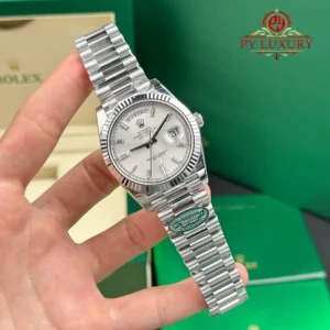 Rolex Day-Date 228236 Silver Baguette Dial Super Clone Gained Weight 210g RCF 40mm