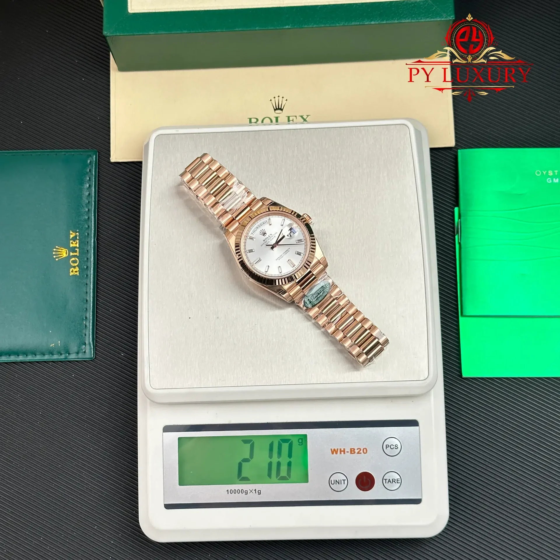 Rolex Day-Date 228235 Rose Gold Sundust Baguette Diamond Dial Super Clone Gained Weight 210g RCF 40mm - 图片 5