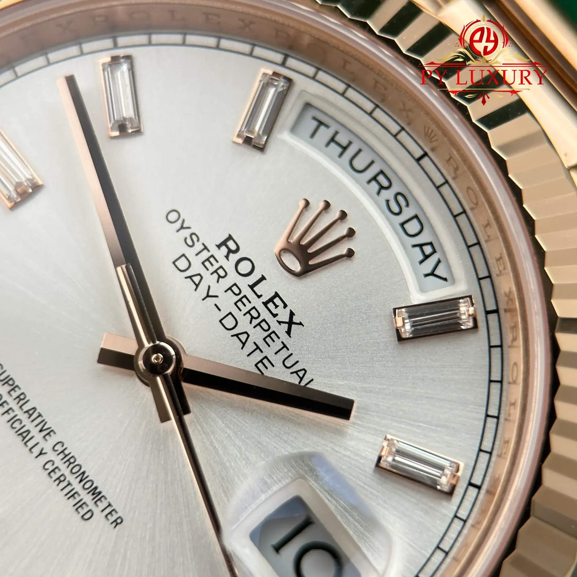 Rolex Day-Date 228235 Rose Gold Sundust Baguette Diamond Dial Super Clone Gained Weight 210g RCF 40mm - 图片 8