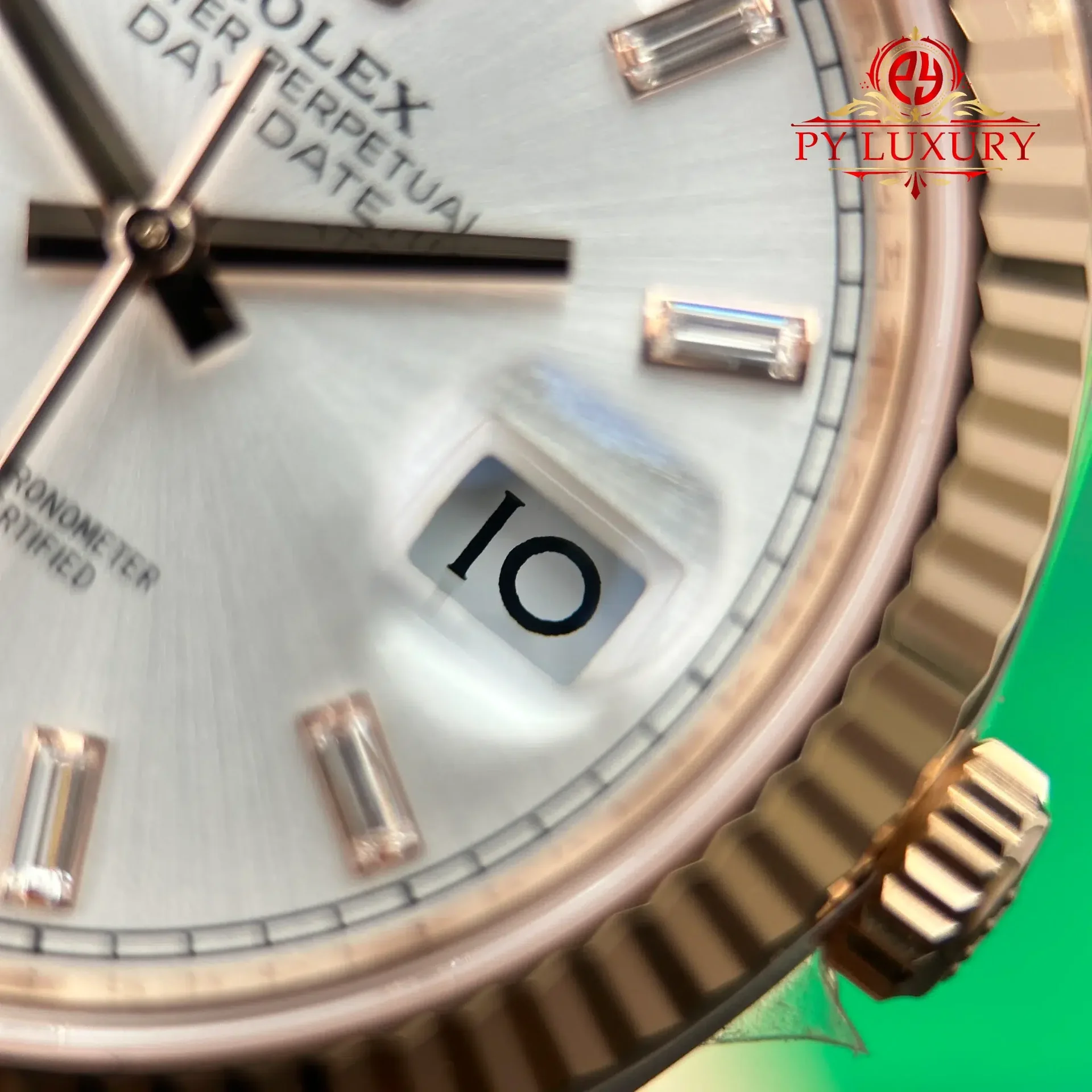 Rolex Day-Date 228235 Rose Gold Sundust Baguette Diamond Dial Super Clone Gained Weight 210g RCF 40mm - 图片 9