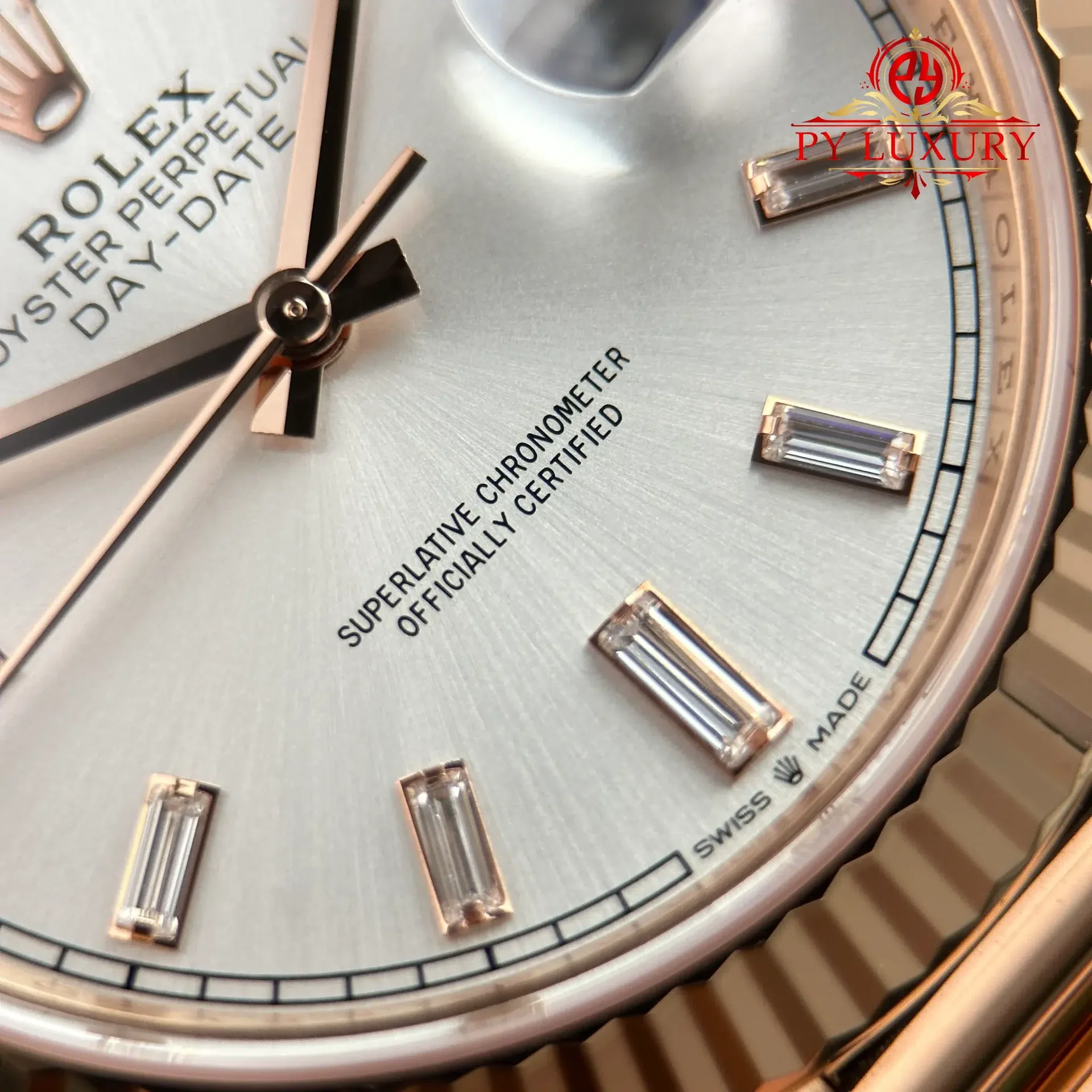 Rolex Day-Date 228235 Rose Gold Sundust Baguette Diamond Dial Super Clone Gained Weight 210g RCF 40mm - 图片 10