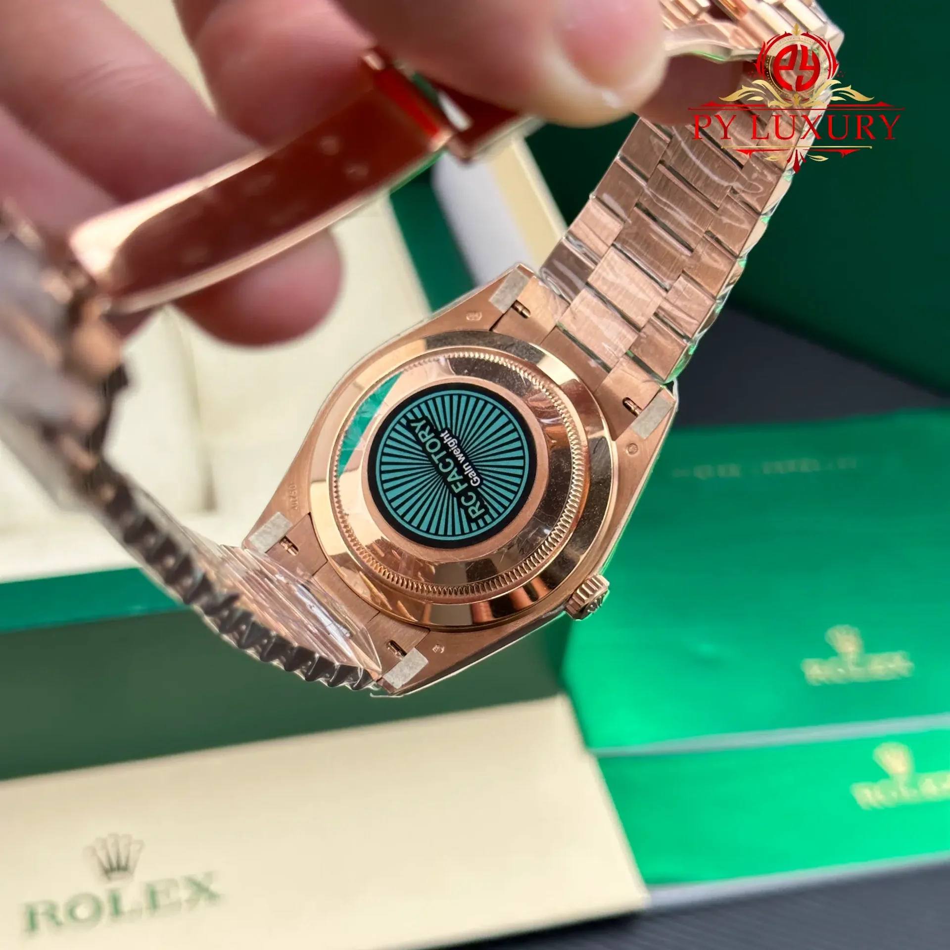 Rolex Day-Date 228235 Rose Gold Sundust Baguette Diamond Dial Super Clone Gained Weight 210g RCF 40mm - 图片 13