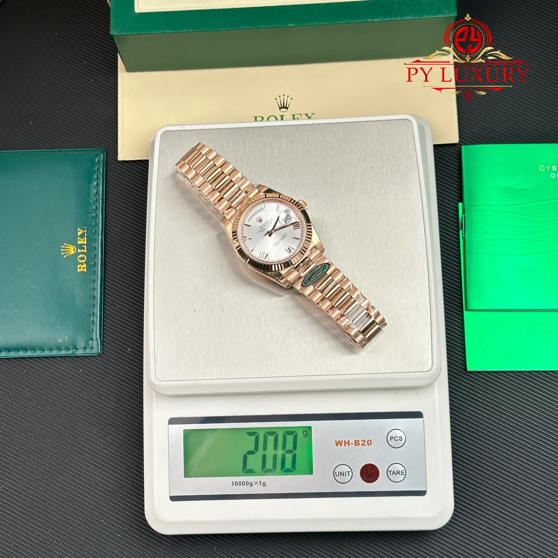 Rolex Day-Date 228235 Rose Gold Sundust Roman Dial Super Clone Gained Weight 210g RCF 40mm - 图片 5