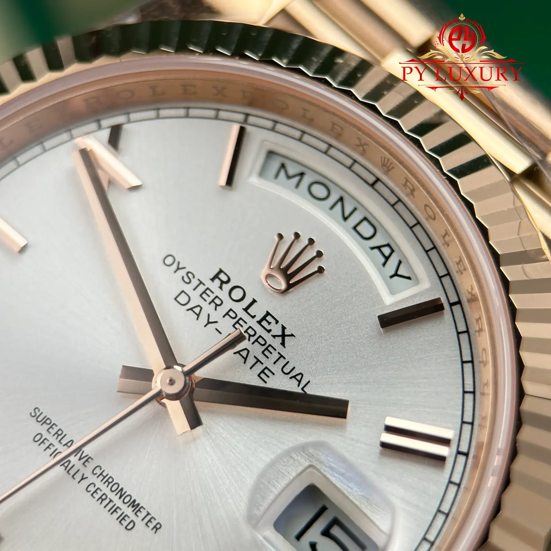 Rolex Day-Date 228235 Rose Gold Sundust Roman Dial Super Clone Gained Weight 210g RCF 40mm - 图片 8