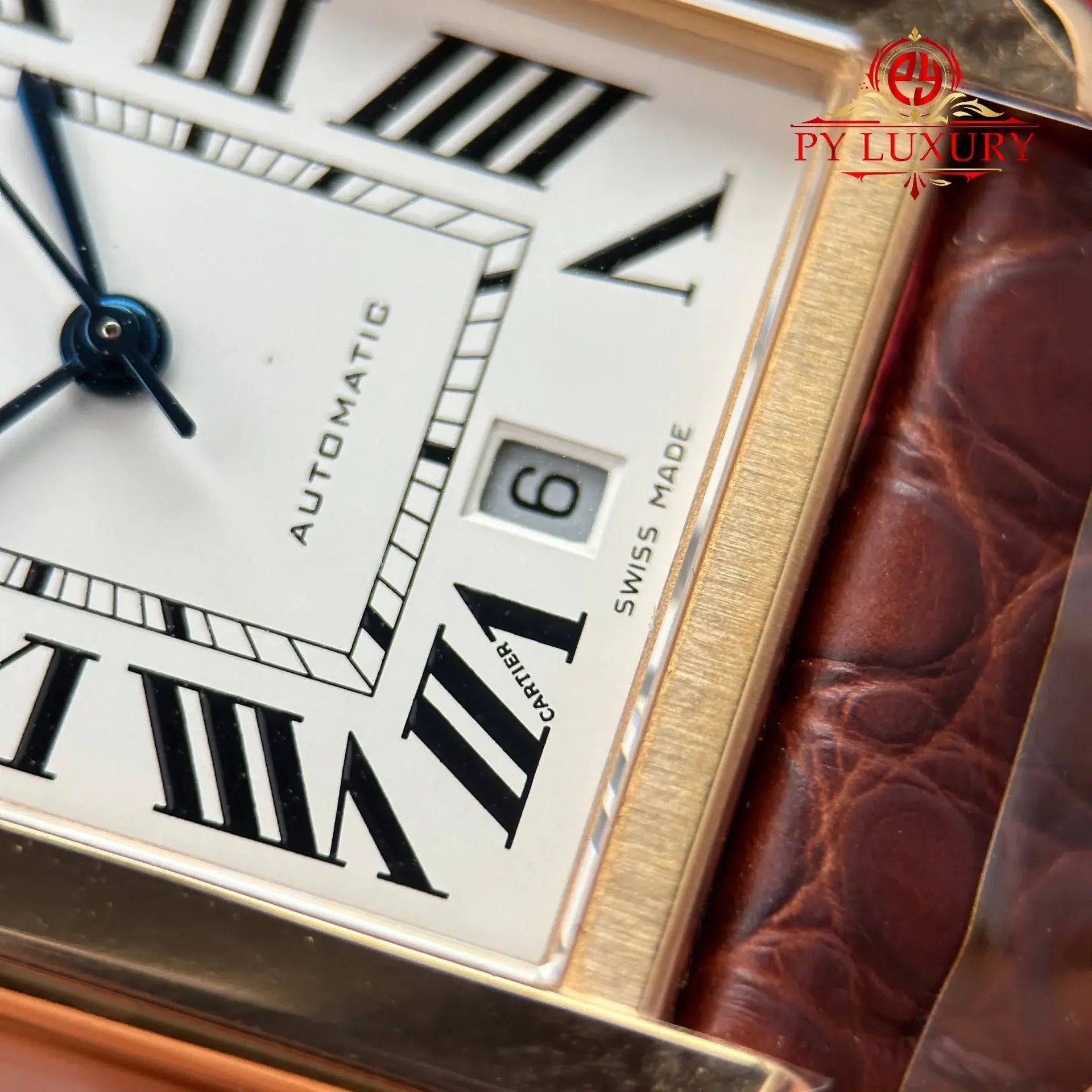 Cartier Tank Solo XL Automatic Rose Gold Brown Leather Strap Best Replica AF 31 x 41mm - 图片 6