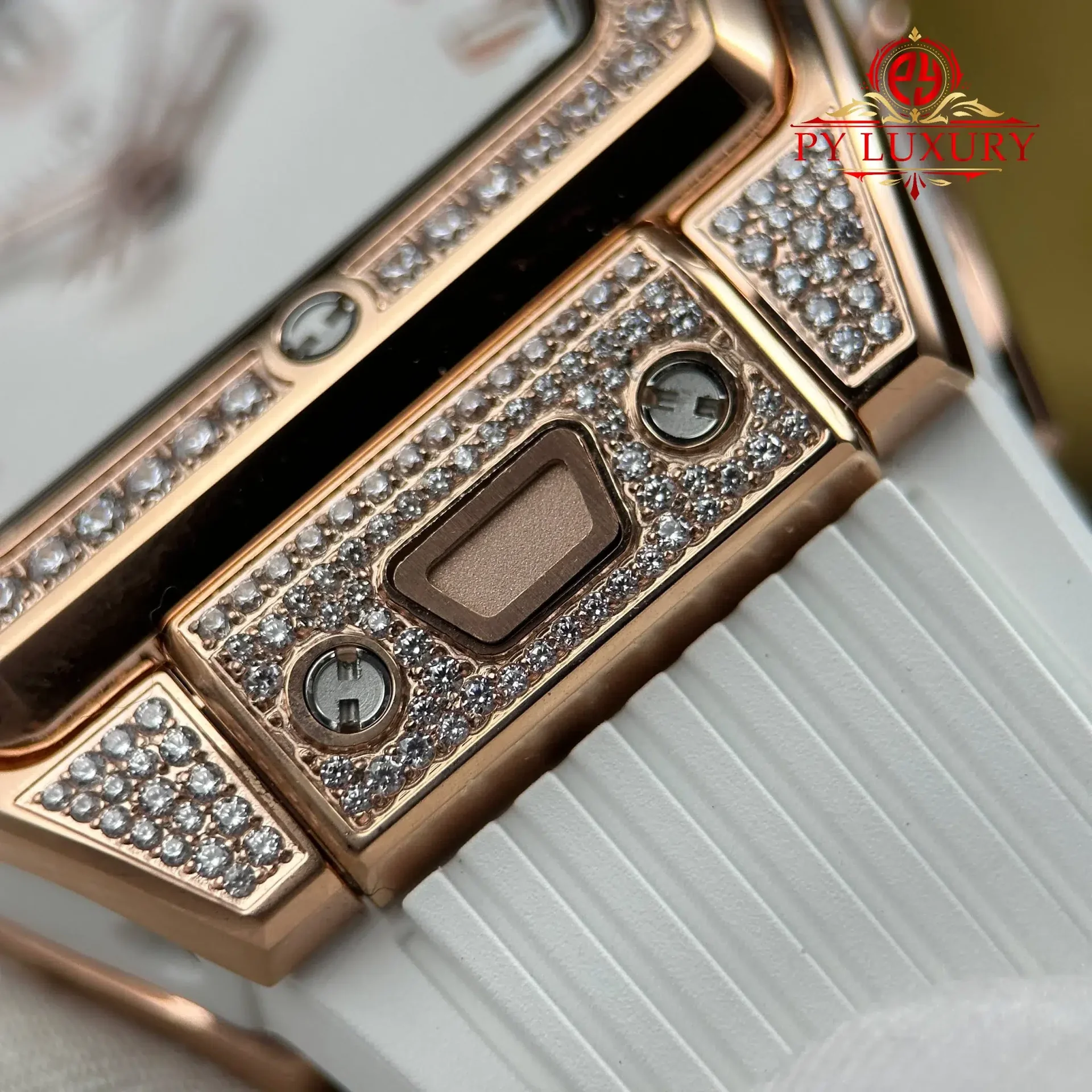 Hublot Spirit of Big Bang King Gold White Pavé Rubber Strap Replica 39mm - 图片 8