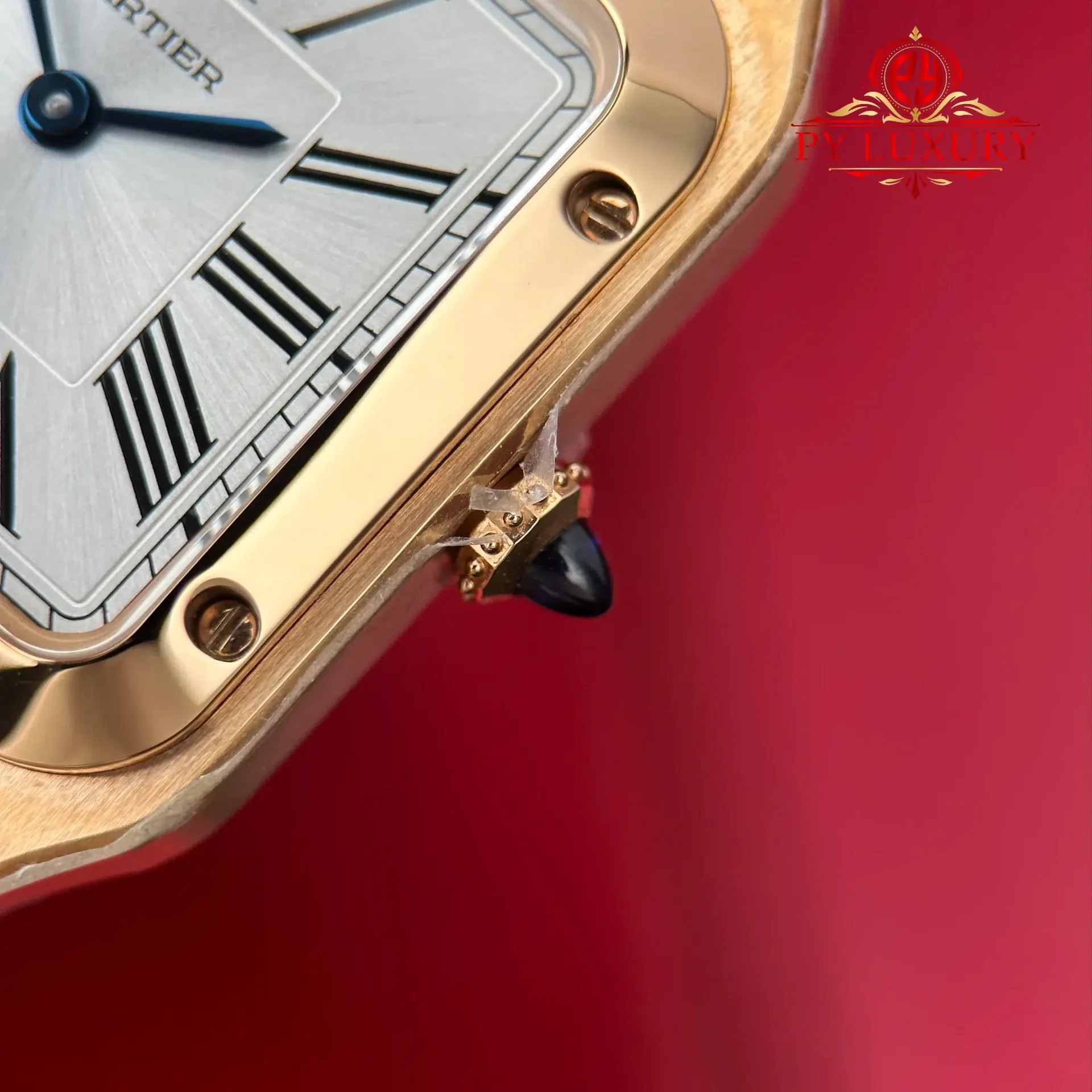 Cartier Santos Dumont Small Model Rose Gold Silver Dial Leather Strap Replica 38mm x 27.5mm - 图片 7