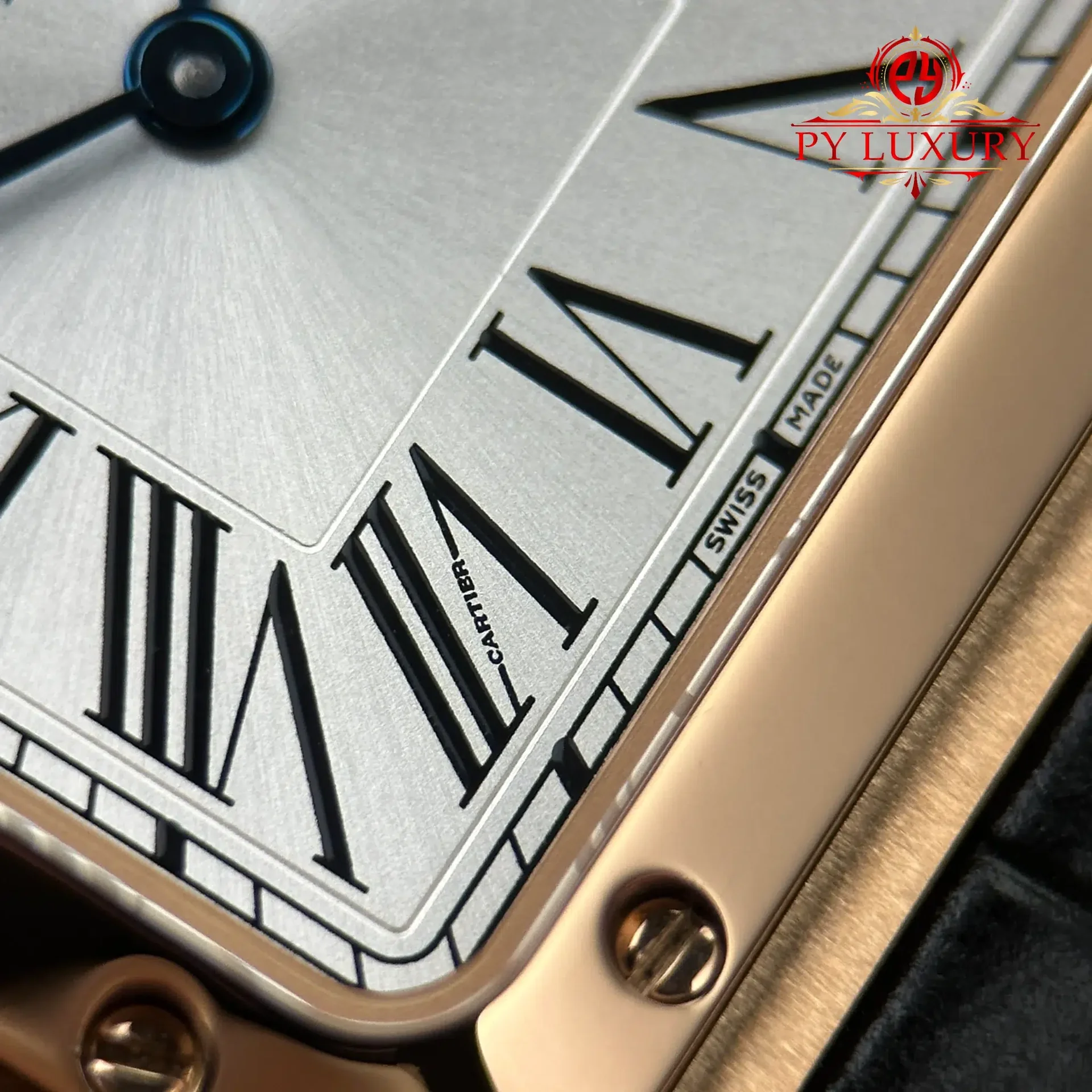 Cartier Santos Dumont Small Model Rose Gold Silver Dial Leather Strap Replica 38mm x 27.5mm - 图片 8
