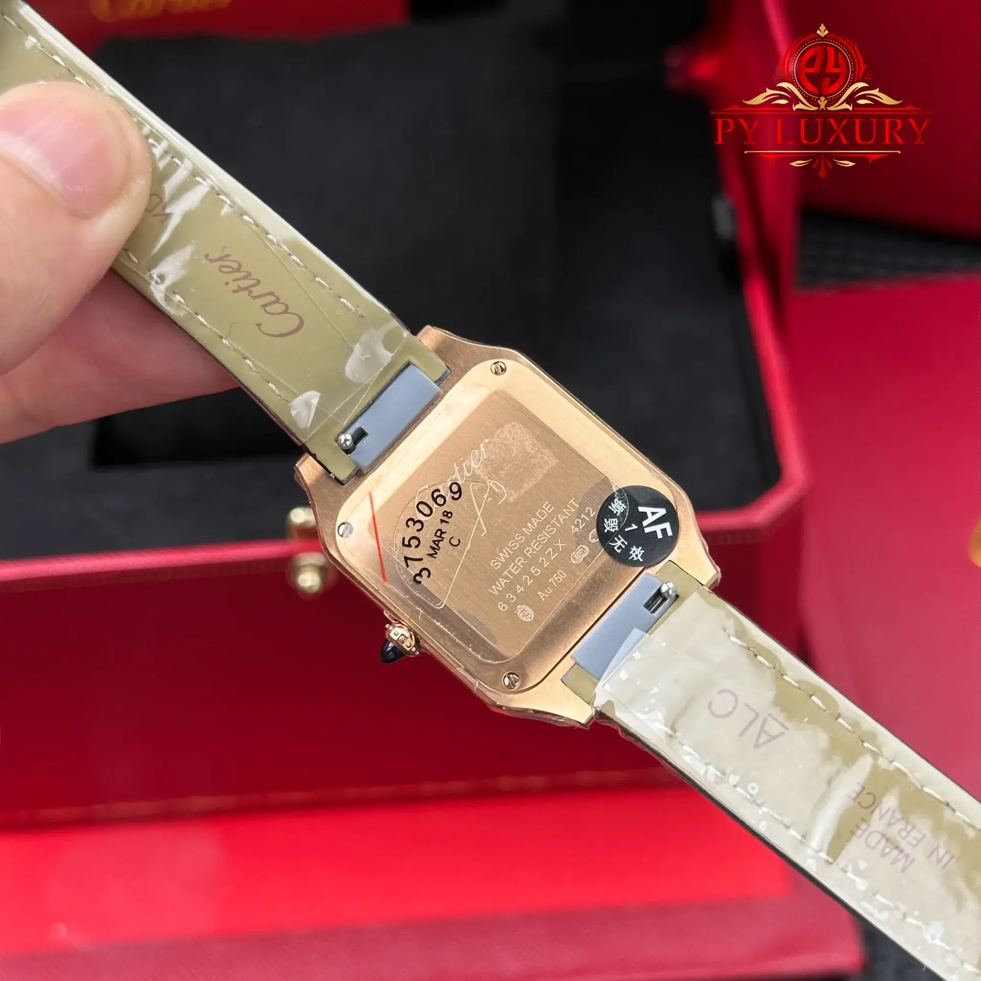 Cartier Santos Dumont Small Model Rose Gold Silver Dial Leather Strap Replica 38mm x 27.5mm - 图片 11