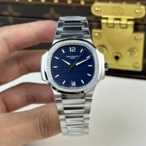 Patek Philippe Nautilus 7118/1200A-001 Blue Dial Diamond Bezel Best Replica 35.2mm