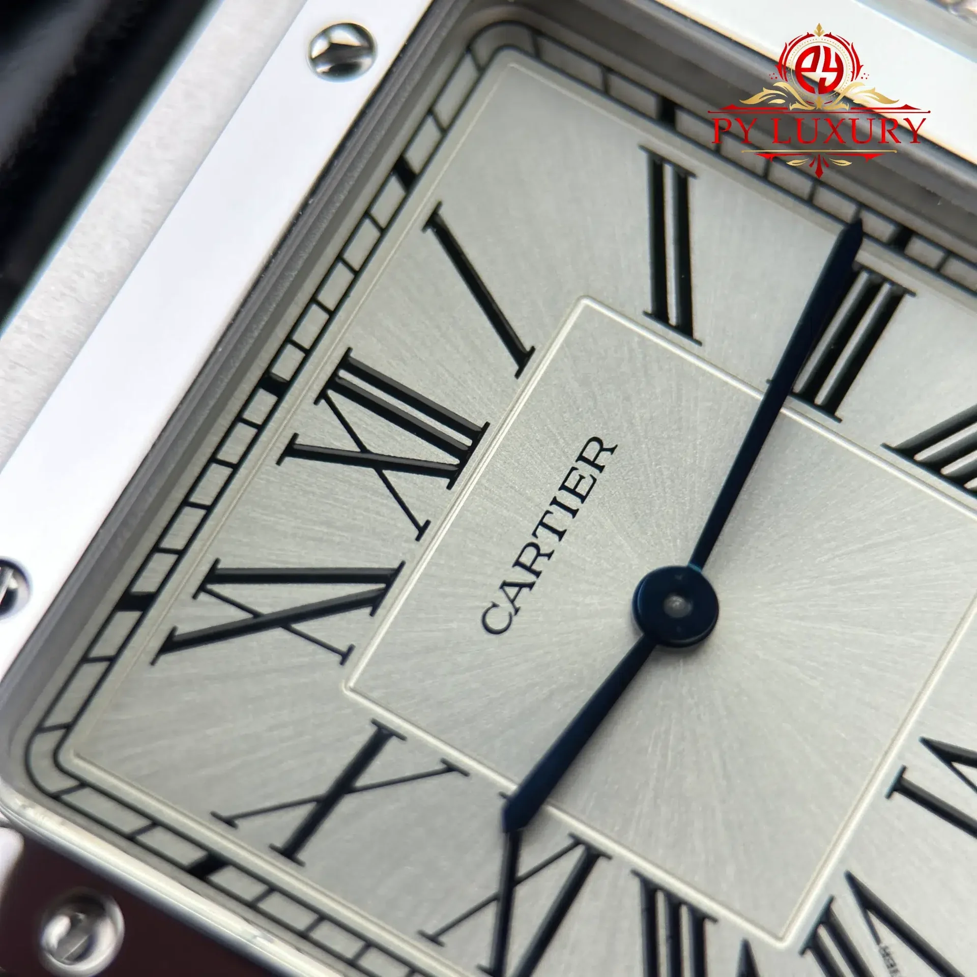 Cartier Santos Dumont Steel Extra Large Model Silver Dial Leather Strap Replica 46.6 mm x 33.9 mm - 图片 6