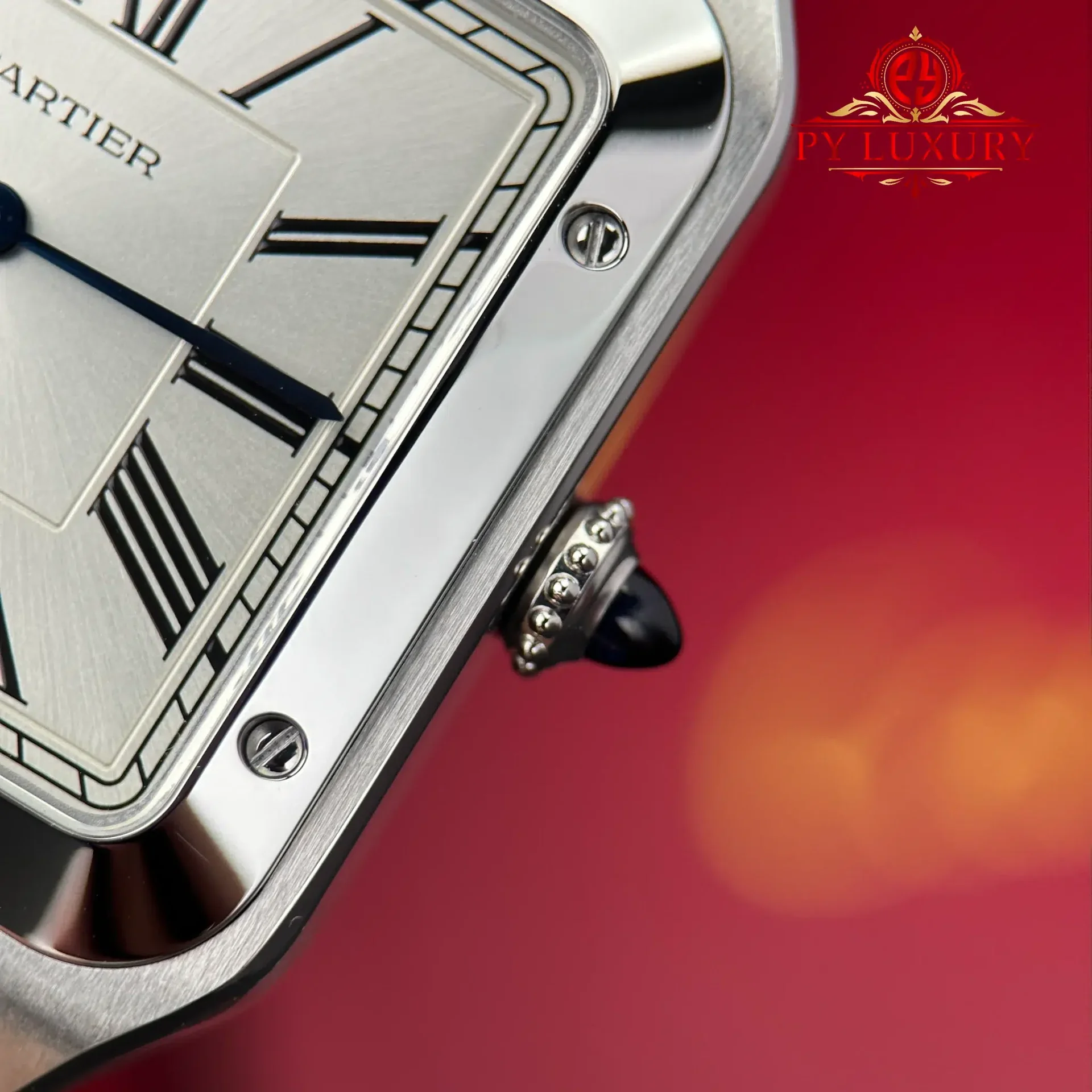 Cartier Santos Dumont Steel Extra Large Model Silver Dial Leather Strap Replica 46.6 mm x 33.9 mm - 图片 7