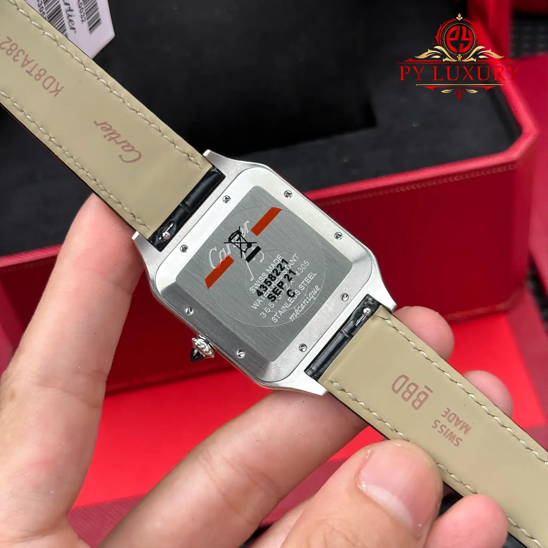 Cartier Santos Dumont Steel Extra Large Model Silver Dial Leather Strap Replica 46.6 mm x 33.9 mm - 图片 11