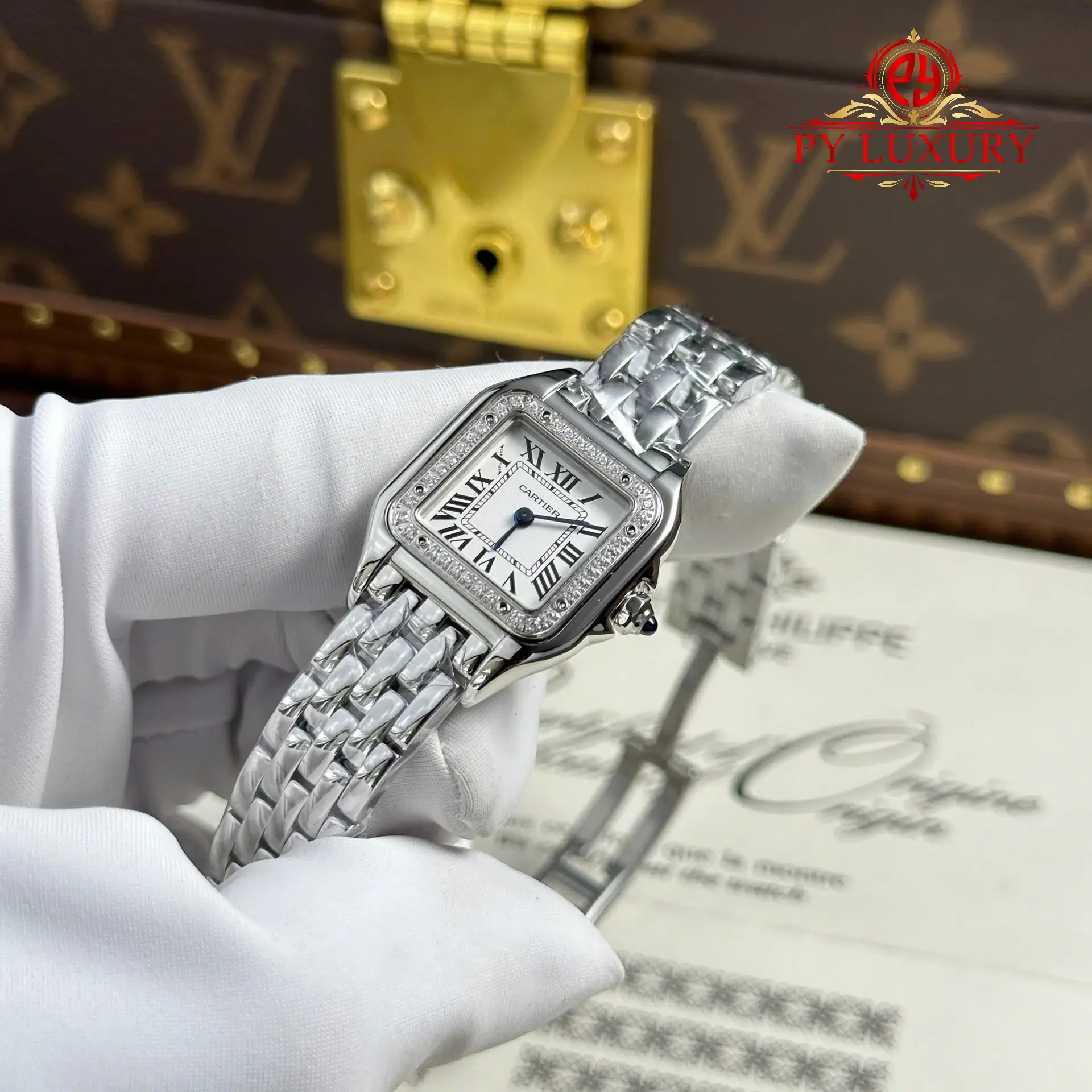 Cartier Panthère Steel Small Model White Dial Diamond Bezel Best Replica BVF 22mm x 30mm - 图片 3