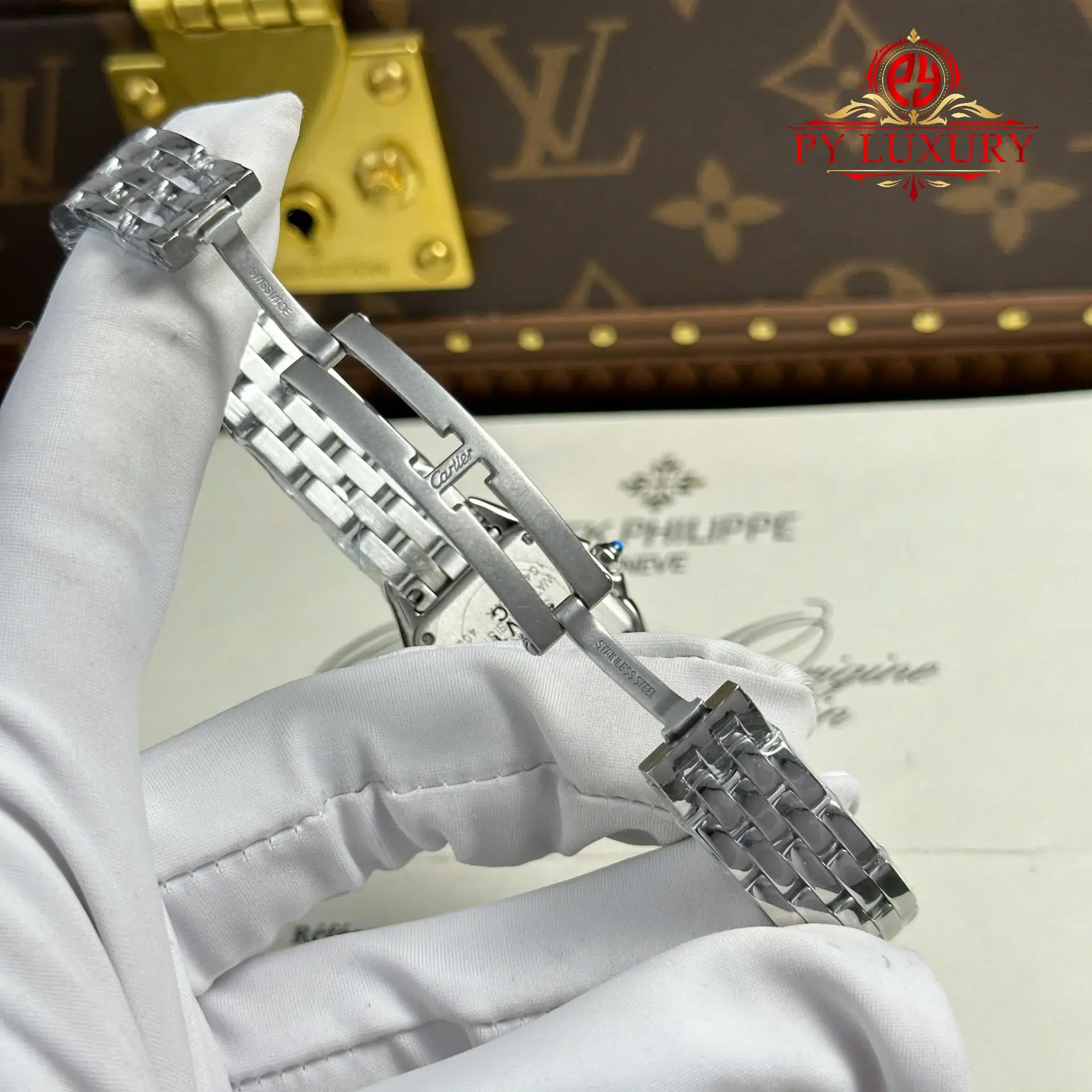 Cartier Panthère Steel Small Model White Dial Diamond Bezel Best Replica BVF 22mm x 30mm - 图片 9