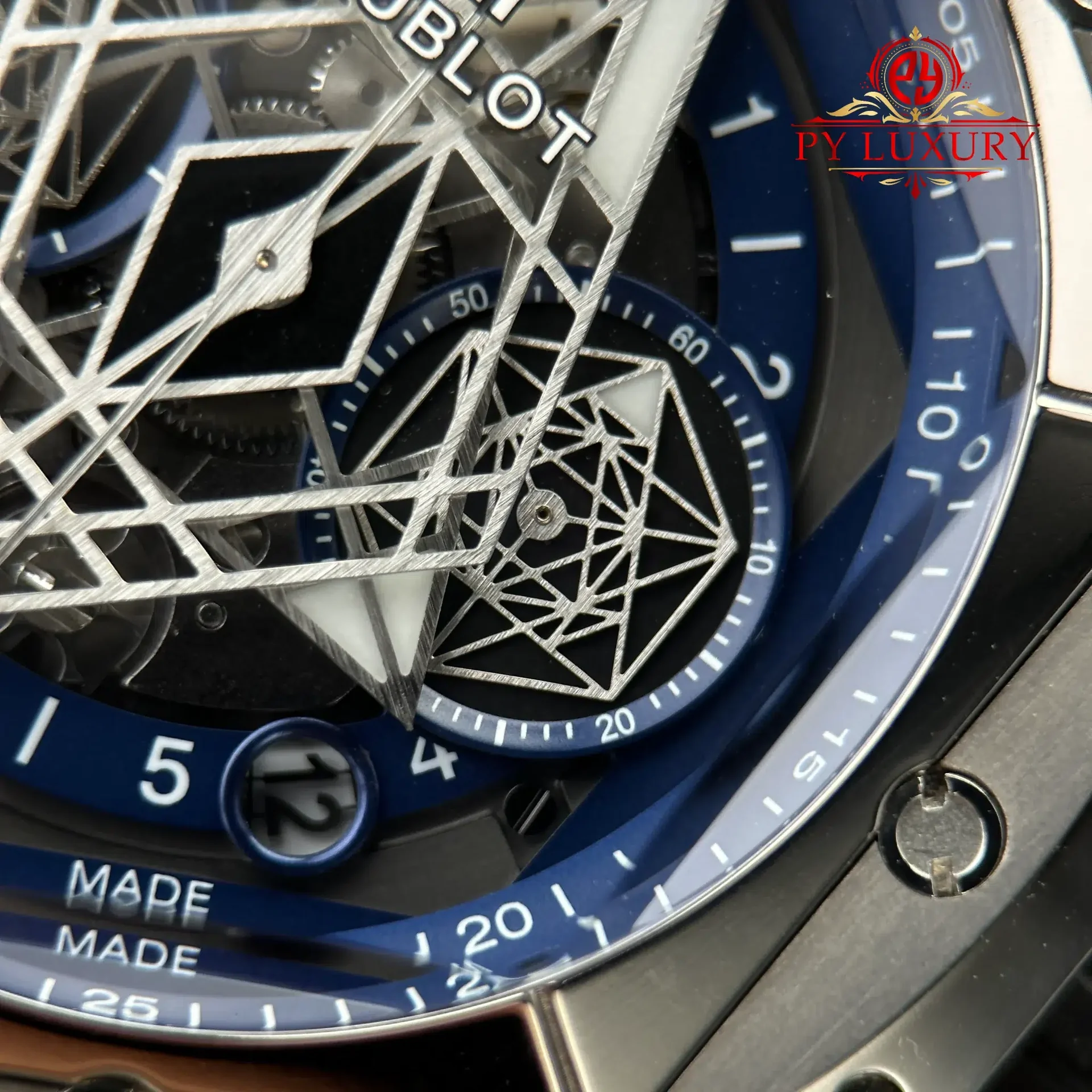Hublot Big Bang Sang Bleu II Titanium Blue Rubber Strap Best Replica BBF 45mm - 图片 7