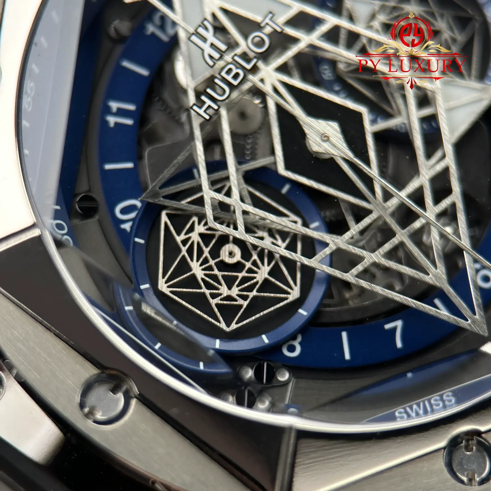 Hublot Big Bang Sang Bleu II Titanium Blue Rubber Strap Best Replica BBF 45mm - 图片 8