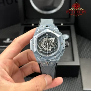 Hublot Big Bang Sang Bleu II Grey Ceramic Rubber Strap Best Replica BBF 45mm