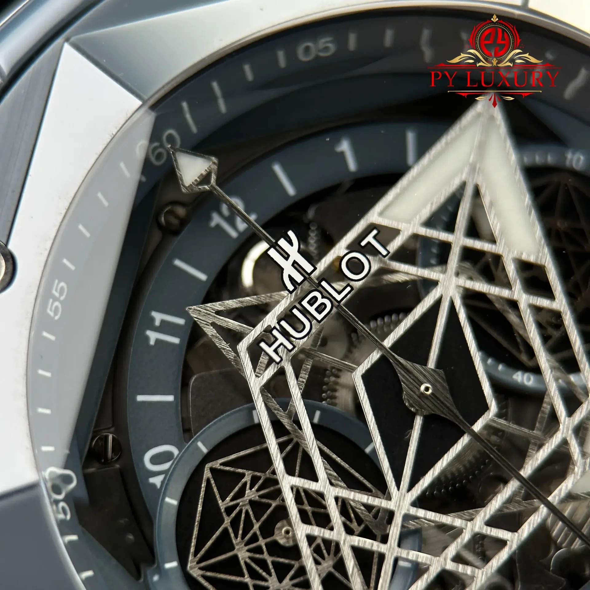 Hublot Big Bang Sang Bleu II Grey Ceramic Rubber Strap Best Replica BBF 45mm - 图片 6